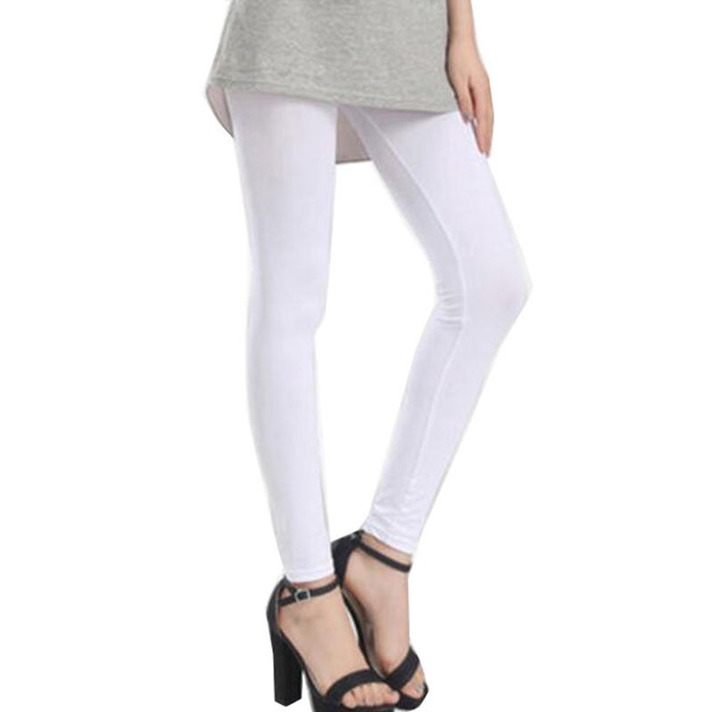 thefancypumpkin 9/10 Sun Protection Golf Pants Cool Ice Silk Stocking Sport Leggings-White - Image 1